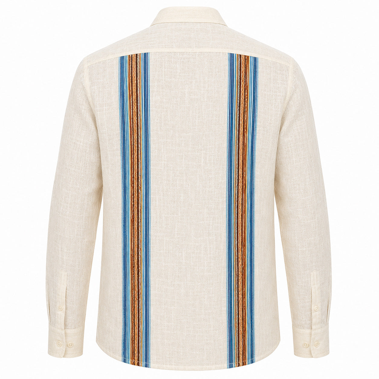 Men’s 100% Linen Multi-Stripe Guayabera Shirt
