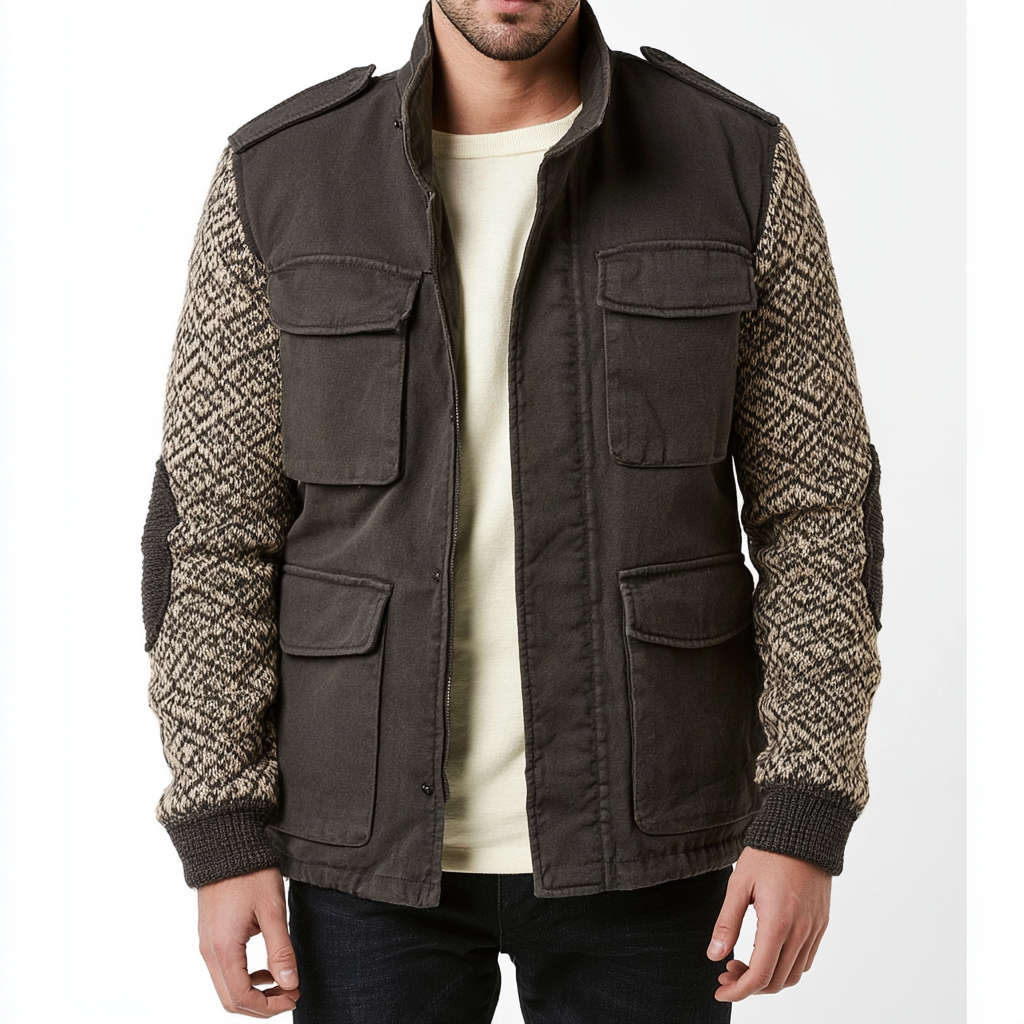 Nordic Knit-Sleeve Field Jacket