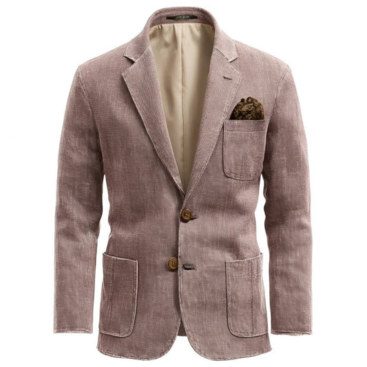 Men's Dusty Rose Textured Linen Blazer - Lightweight Casual Sport Coat