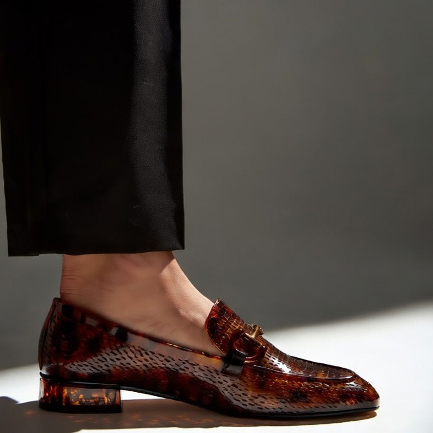 Tortoise Shell Perforated Jelly Loafer