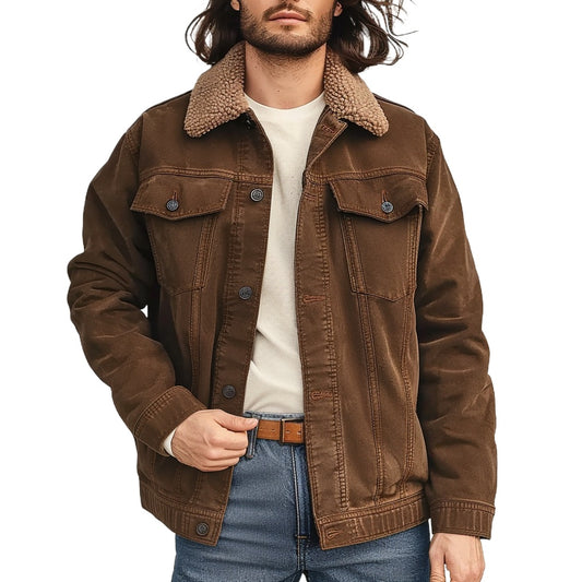 Veste d'hiver marron doublée en sherpa