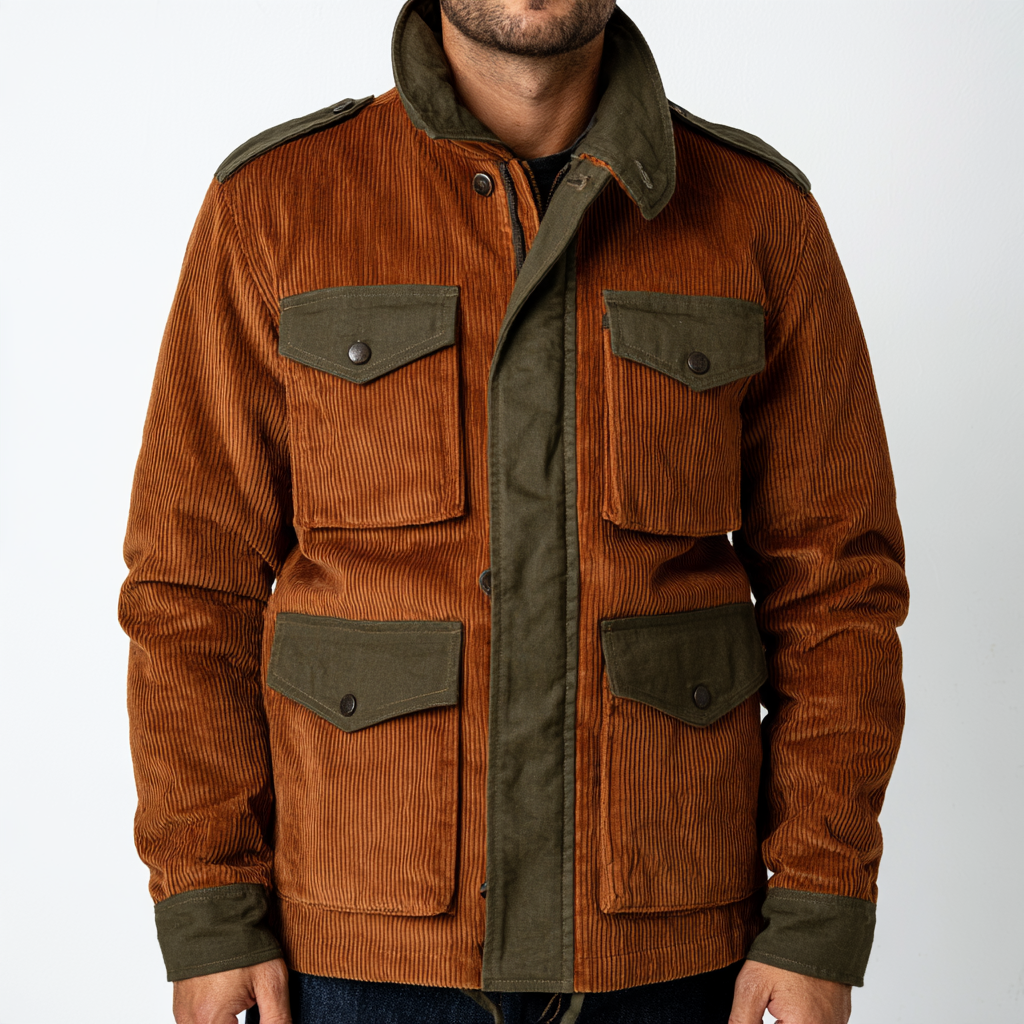 The Workshop Cord Field Jacket | Rust and Olive Four-Pocket Layer