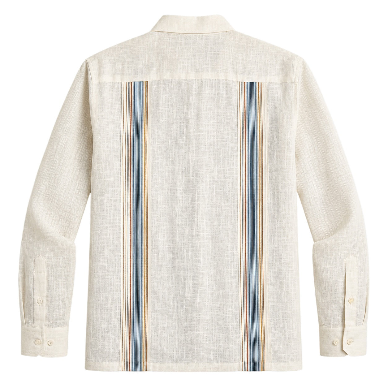 Multi-Stripe Linen Guayabera Shirt