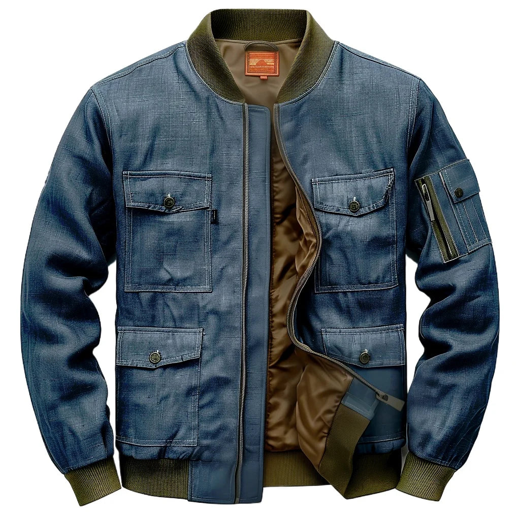 Lightweight Linen Bomber Jacket for Men