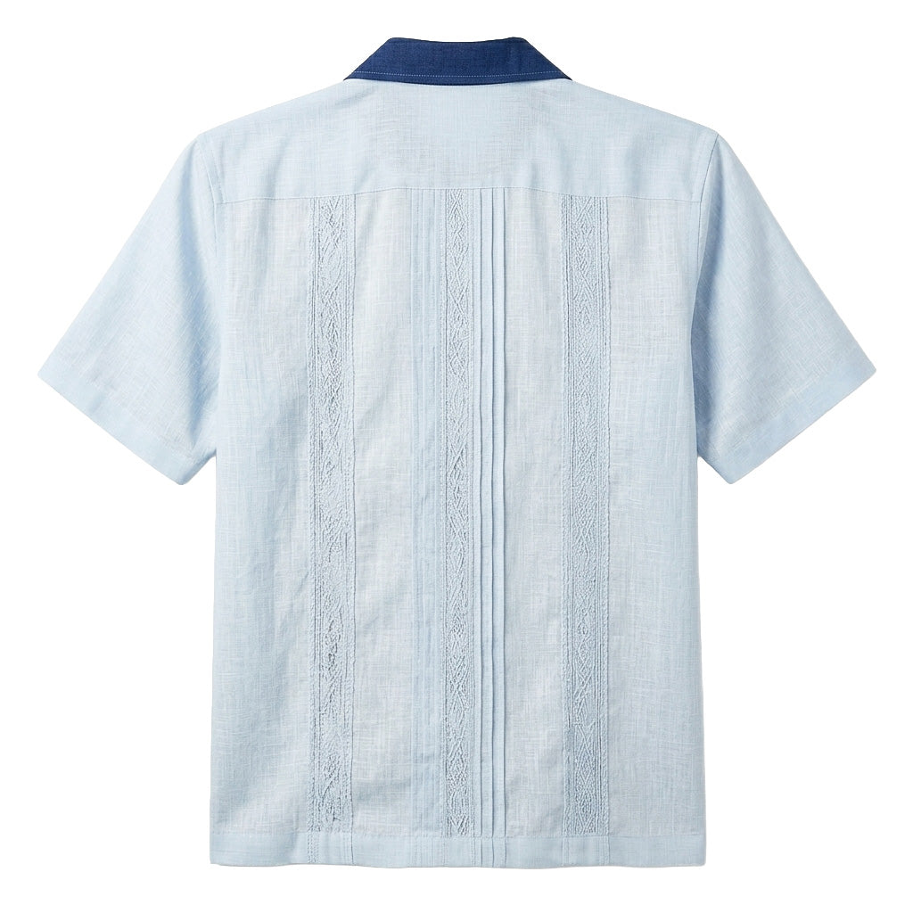 Two-Tone 100% Linen Resort Guayabera Shirt