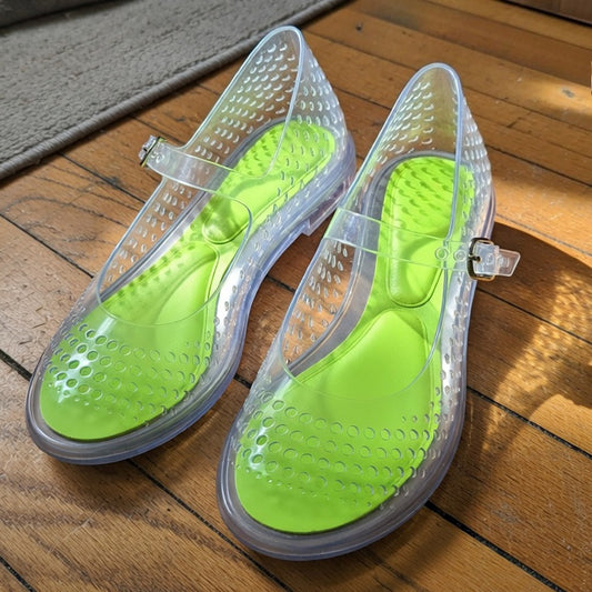 Eco Caged Mary Jane Jelly Flats