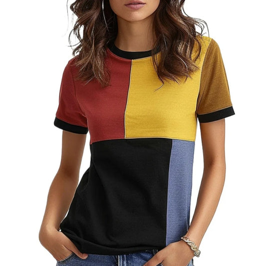 T-shirt à blocs de couleurs pour femmes