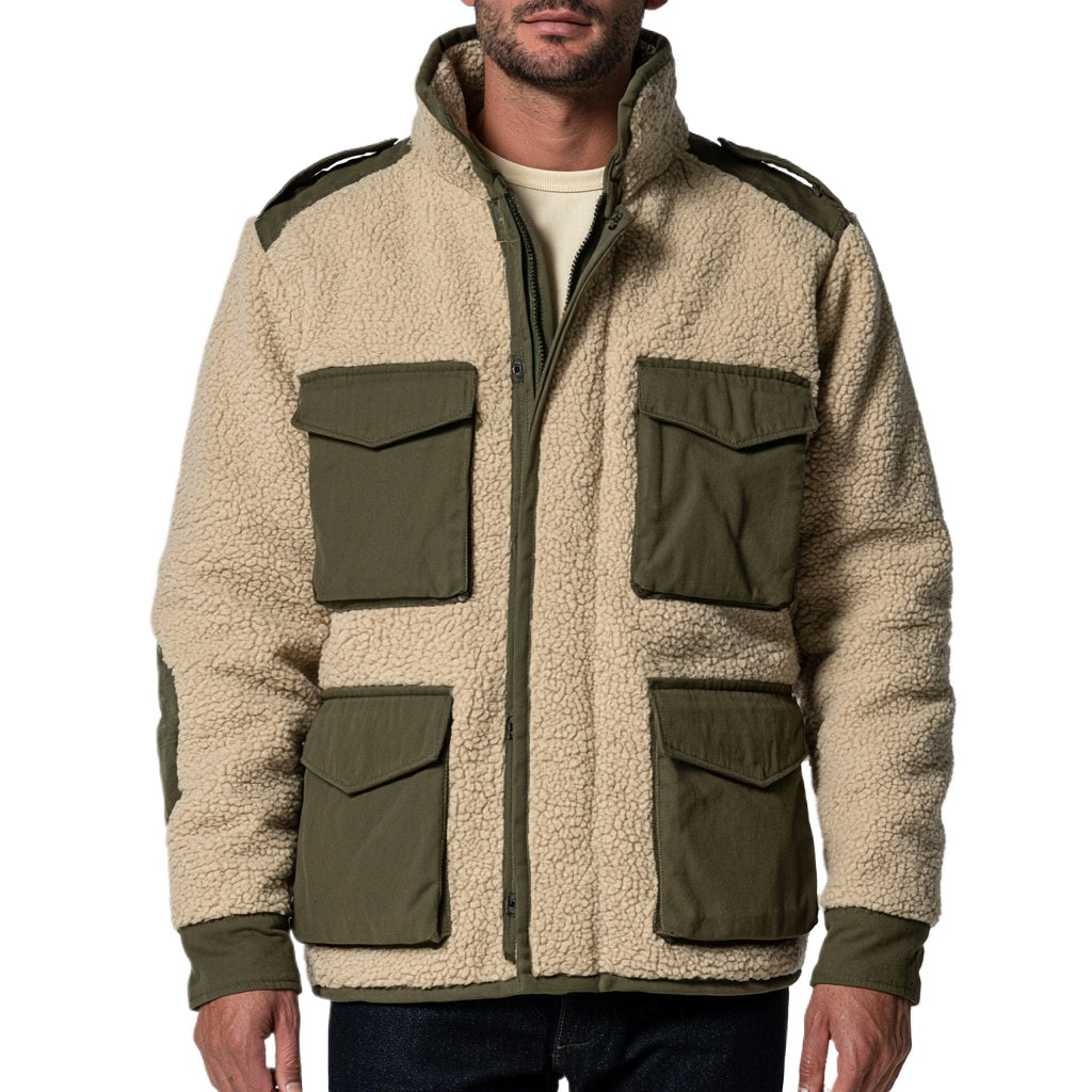 The Pile Field Jacket | Oatmeal and Olive Four-Pocket Layer