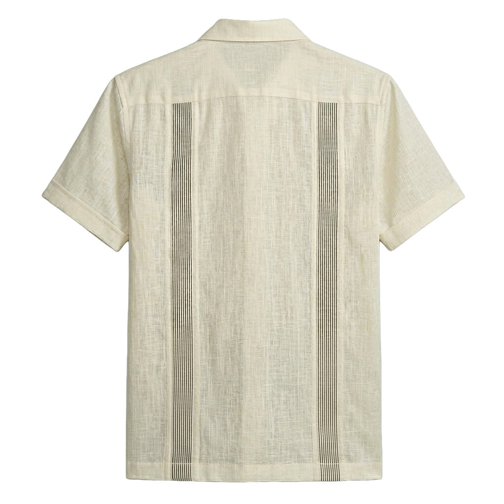 Minimal Stripe Linen Guayabera Shirt