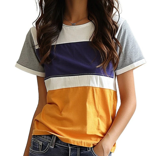 T-shirt à blocs de couleurs pour femmes