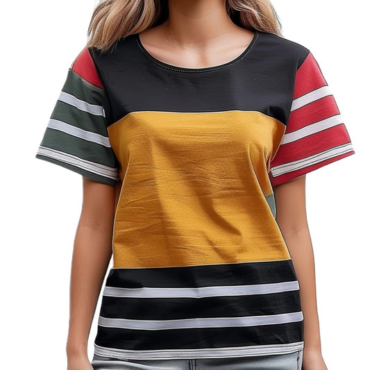 T-shirt à blocs de couleurs pour femmes