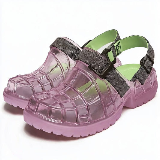 Purple Transparent Caged Jelly Sandal