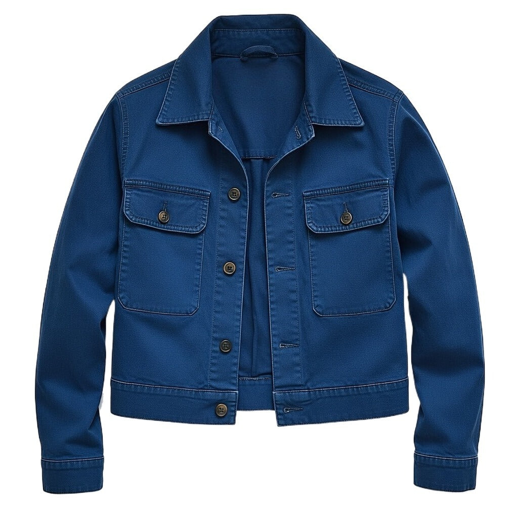 Men's Classic Cotton Trucker Jacket - Deep Indigo Blue