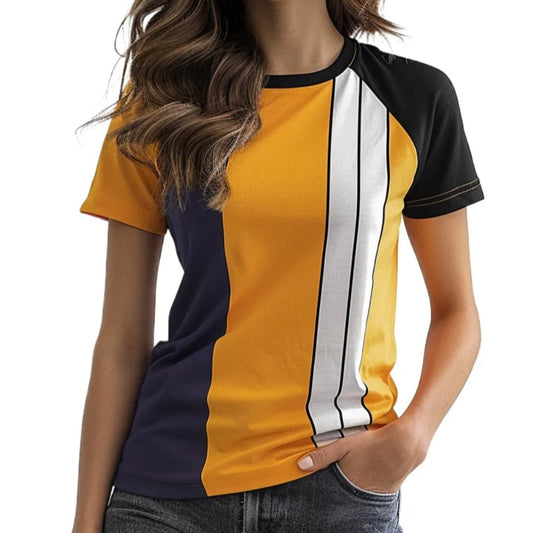 T-shirt à blocs de couleurs pour femmes