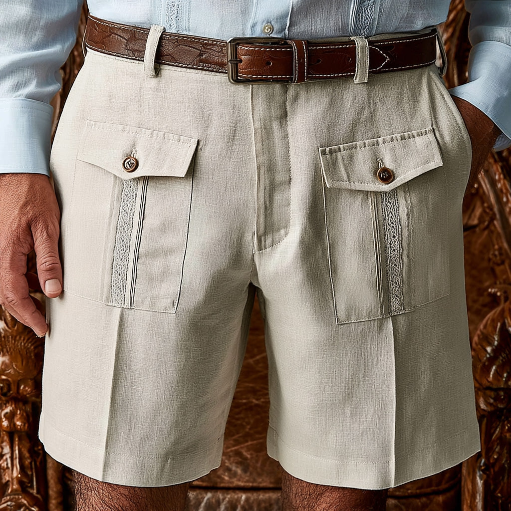 100% Linen Guayabera Shorts