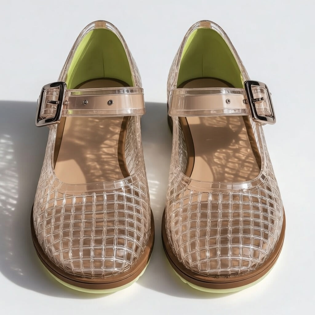 Transparent Woven Jelly Mary Jane Shoes