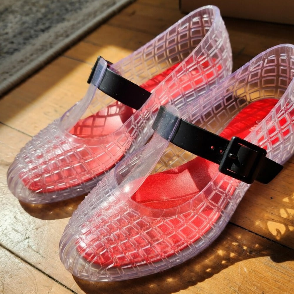 Eco Caged Mary Jane Jelly Flats