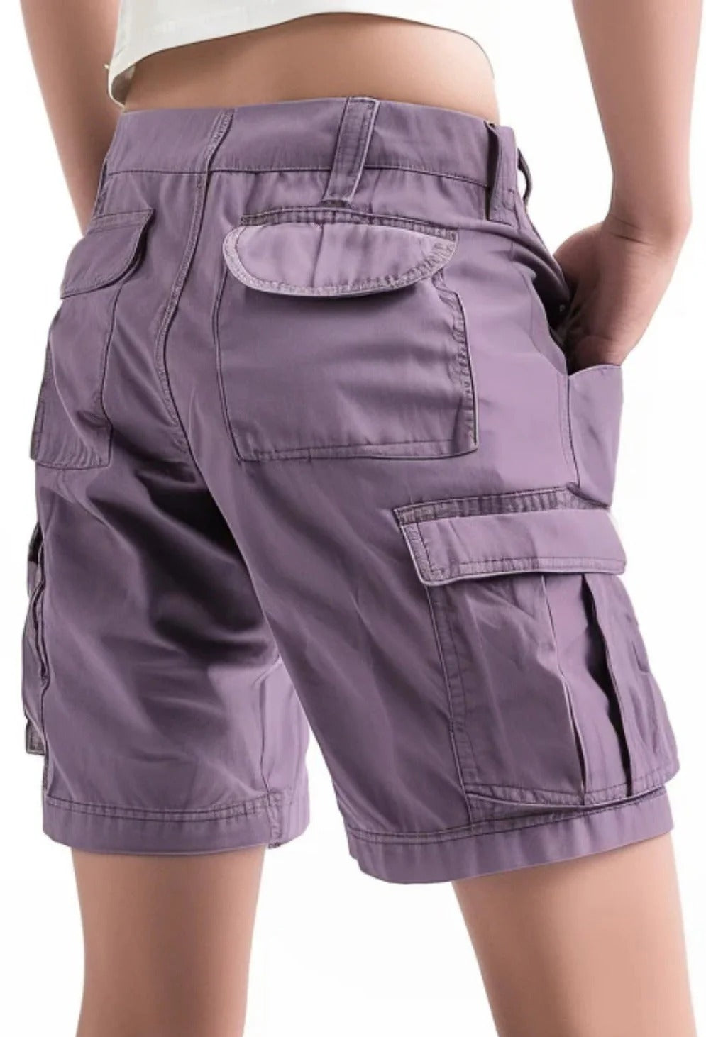 Women Low Rise Cargo Shorts Purple 2024