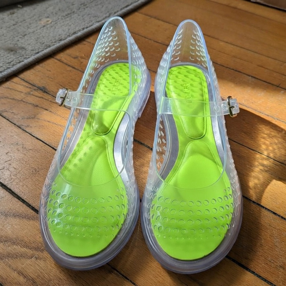 Eco Caged Mary Jane Jelly Flats