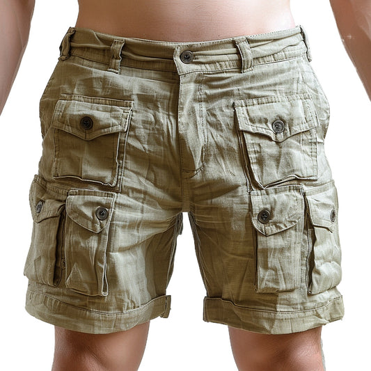 Linen Baggy Cargo Shorts Men