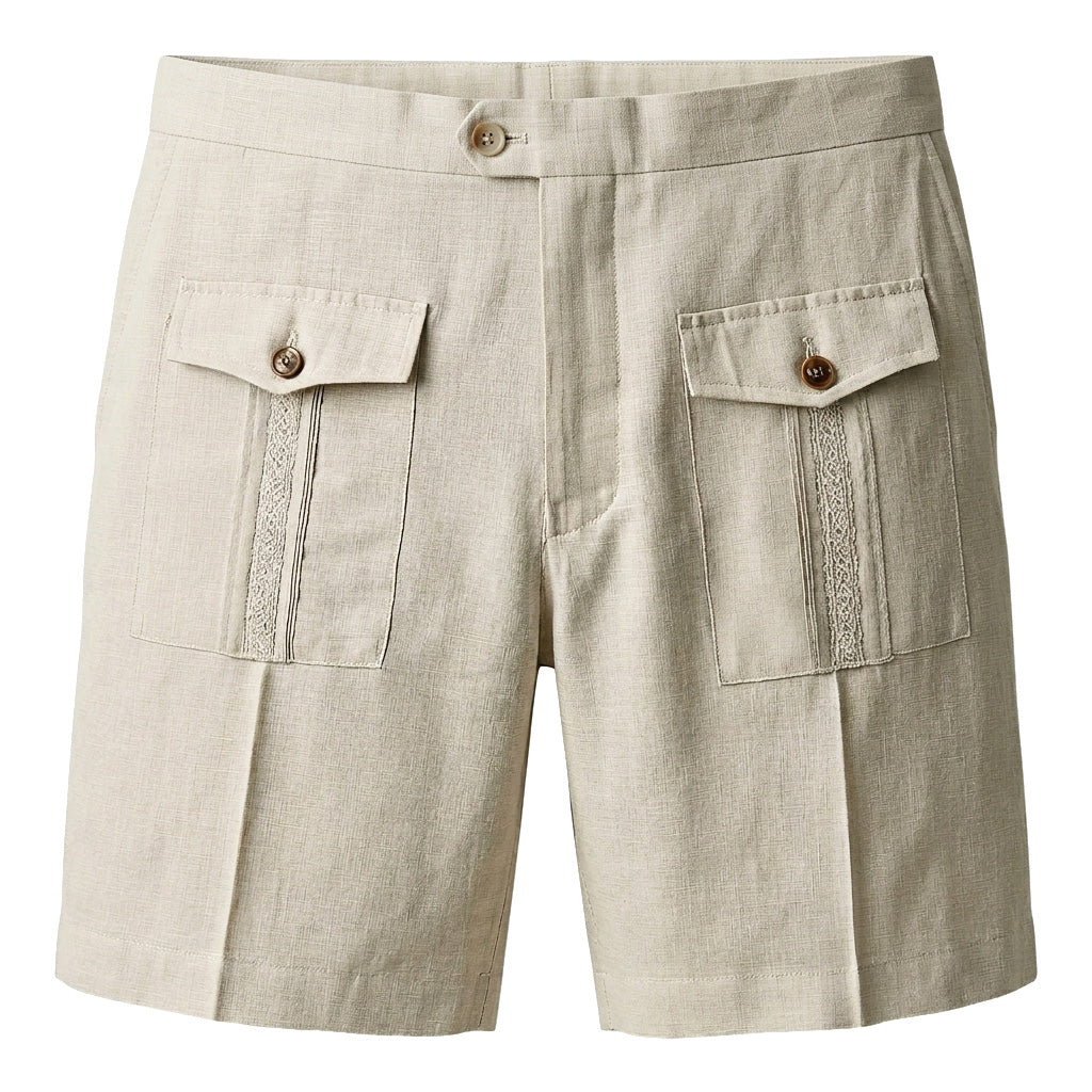 100% Linen Guayabera Shorts