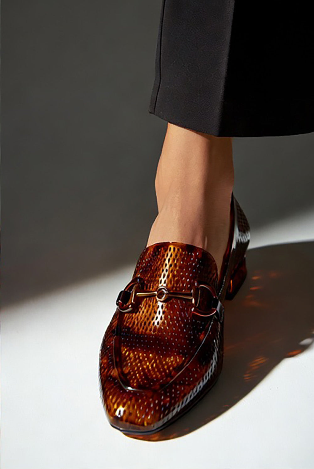 Tortoise Shell Perforated Jelly Loafer