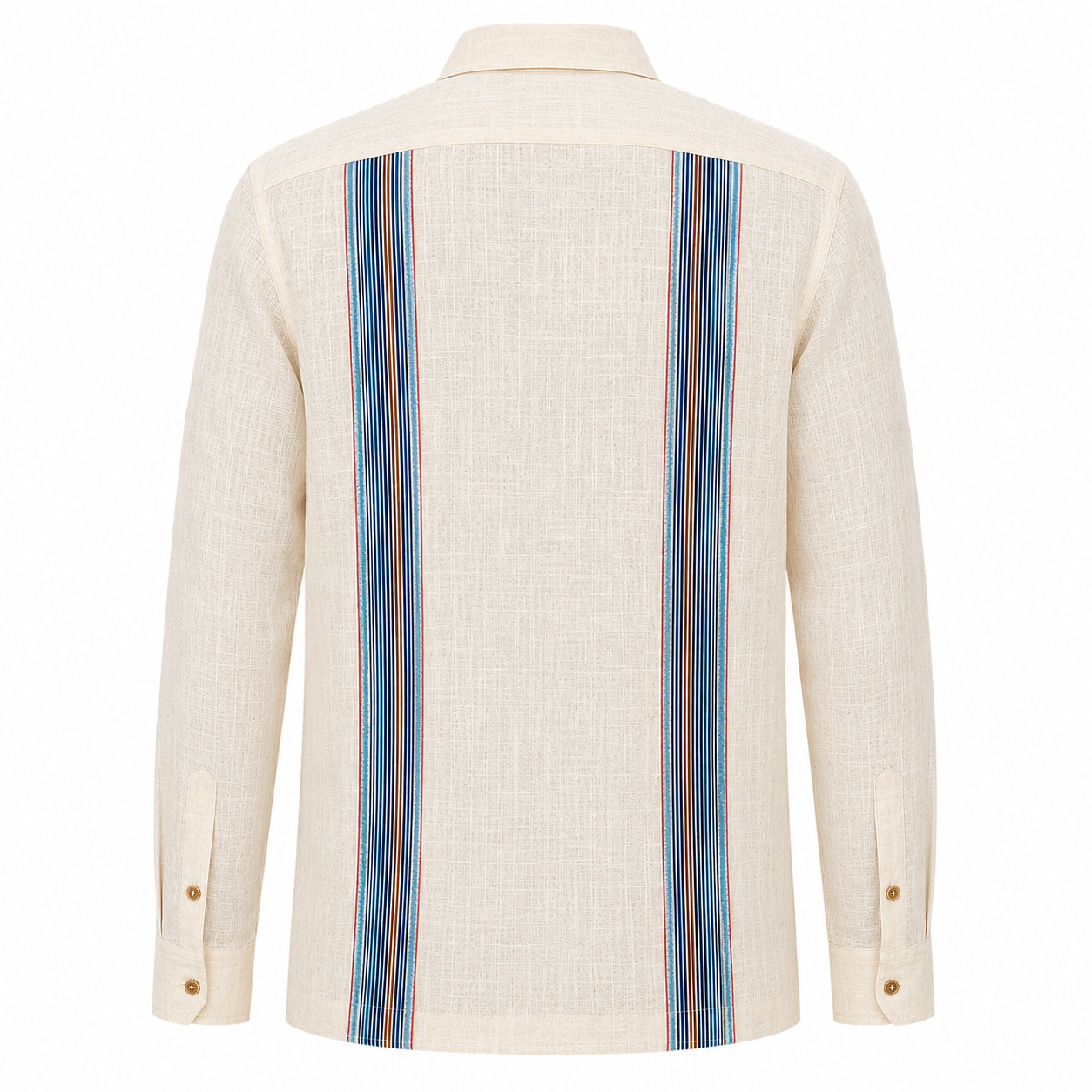 Multi-Stripe Linen Guayabera Shirt