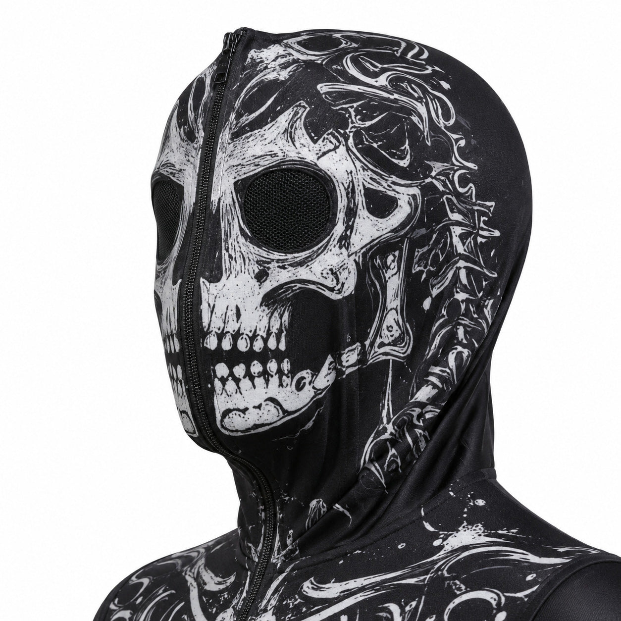 Women’s Hooded Skull Skeleton Jumpsuit Costume