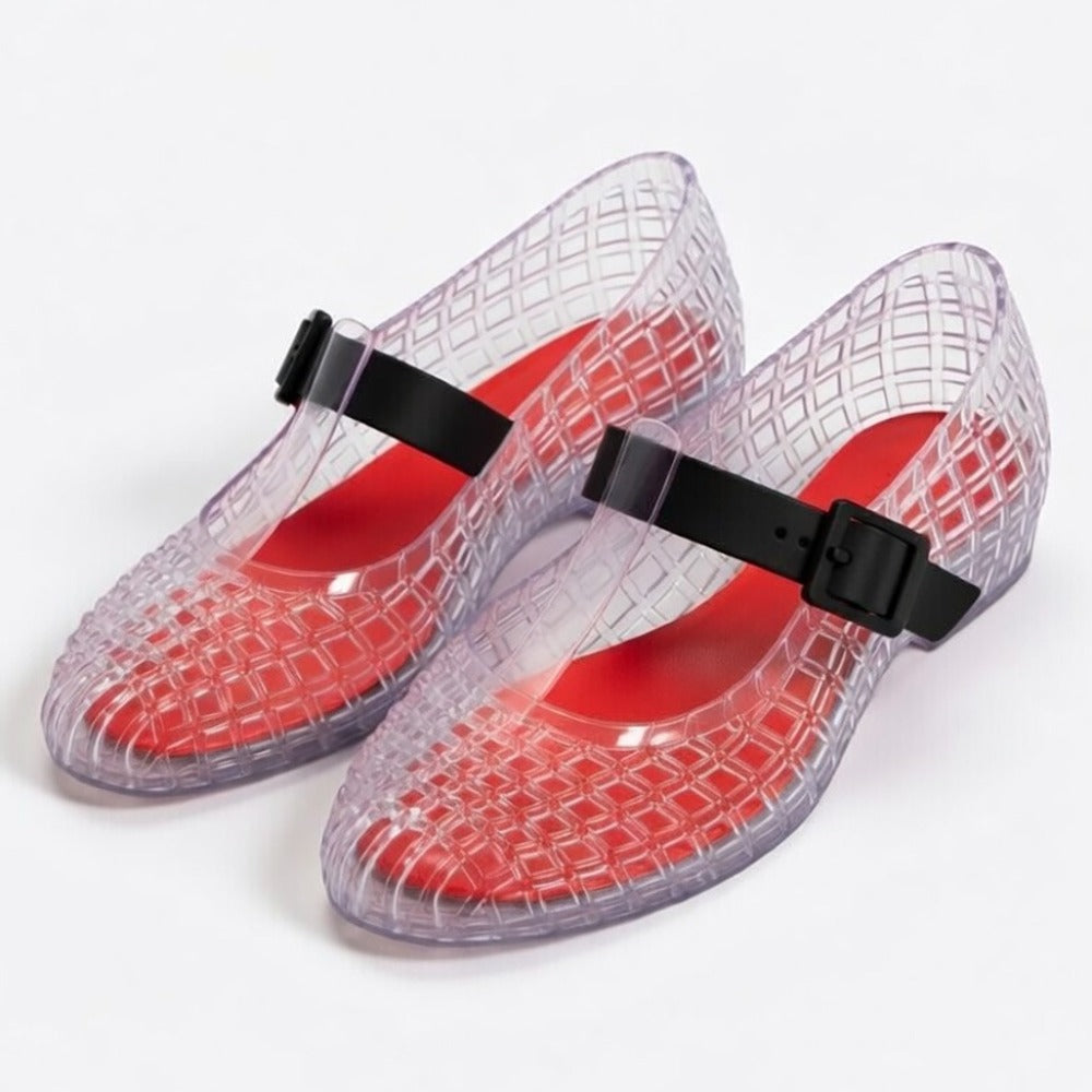 Eco Caged Mary Jane Jelly Flats