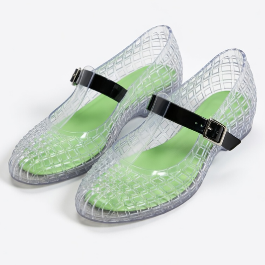 Eco Caged Mary Jane Jelly Flats