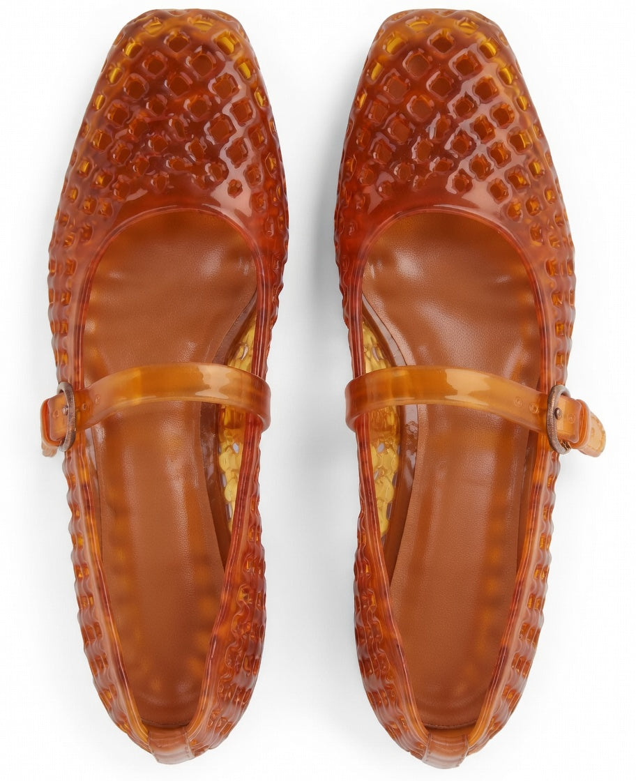 Amber Tortoise Jelly Mary Jane Shoes