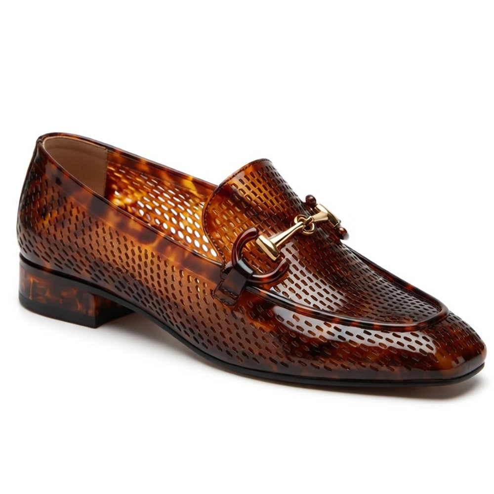 Tortoise Shell Perforated Jelly Loafer