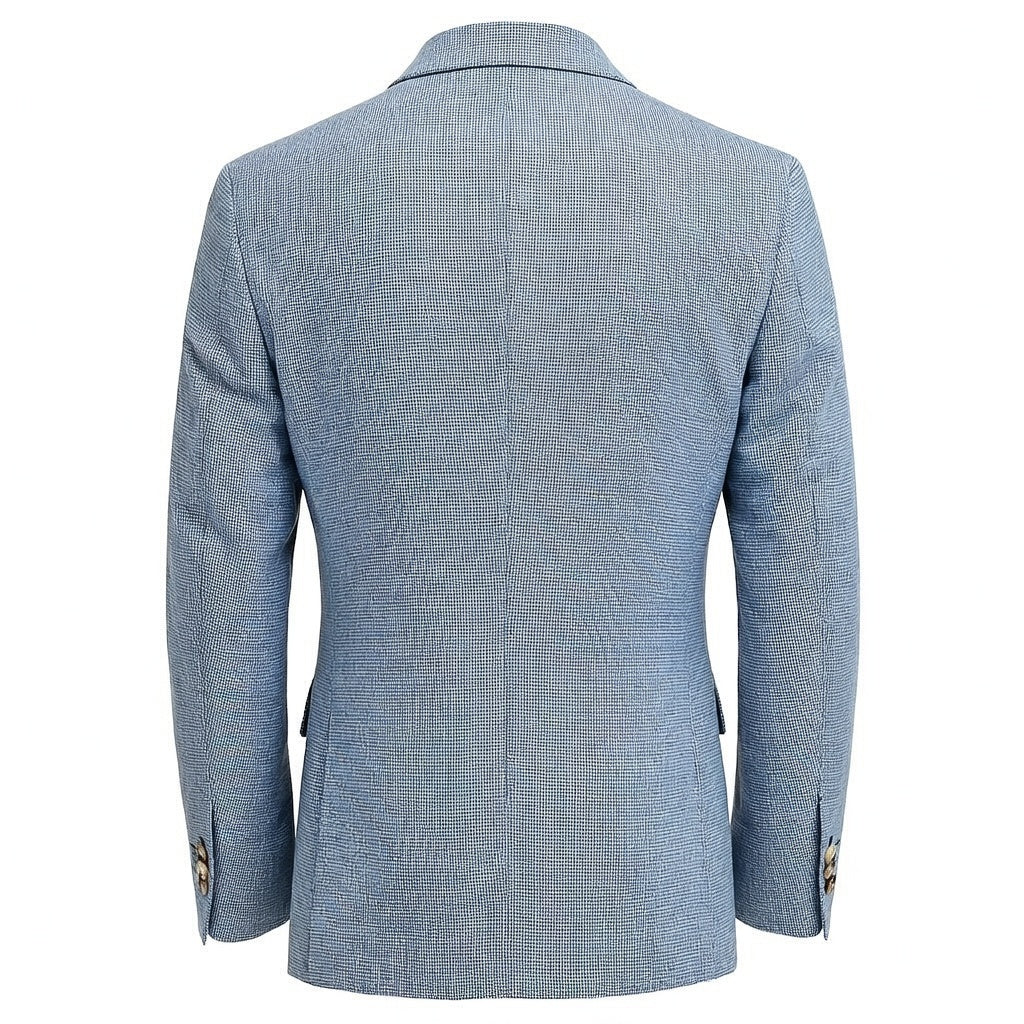 Blue Grey Mini Check Casual Jacket