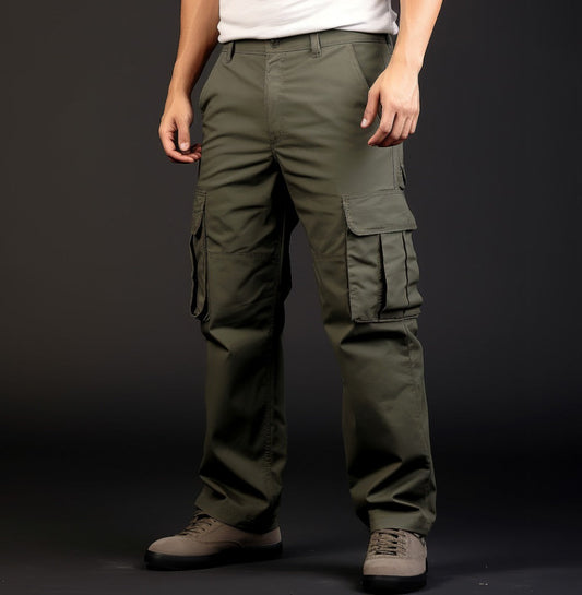 Pantalon cargo pour homme, longueur au sol, avec grandes poches latérales, style années 1960