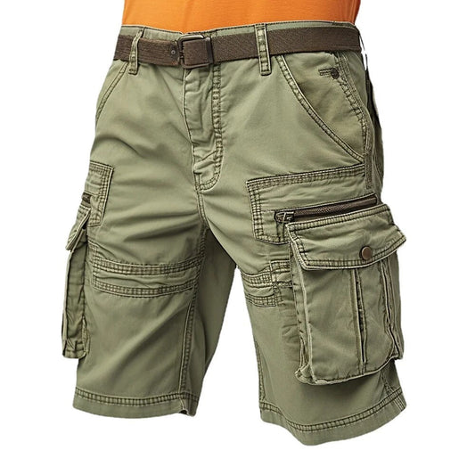 Short cargo extensible délavé vintage pour homme avec ceinture et poches